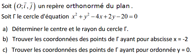 Géométrie analytique: Exercice 4