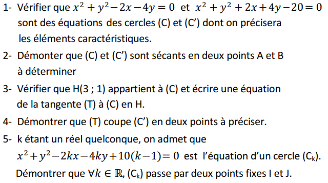 Géométrie analytique: Exercice 67