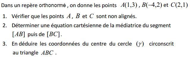 Géométrie analytique: Exercice 11