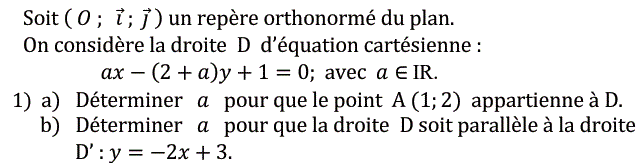 Géométrie analytique: Exercice 71