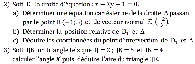 Géométrie analytique: Exercice 71