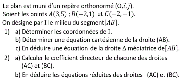 Géométrie analytique: Exercice 13