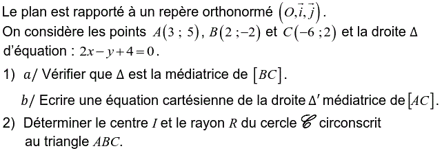 Géométrie analytique: Exercice 12