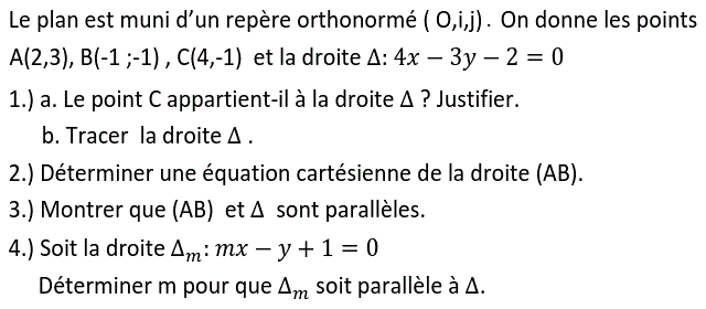 Géométrie analytique: Exercice 39