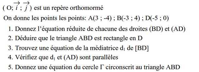 Géométrie analytique: Exercice 49