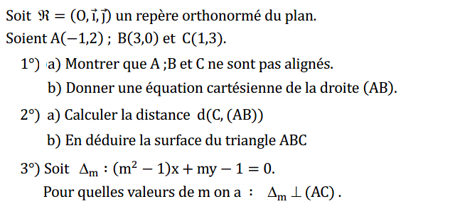 Géométrie analytique: Exercice 6