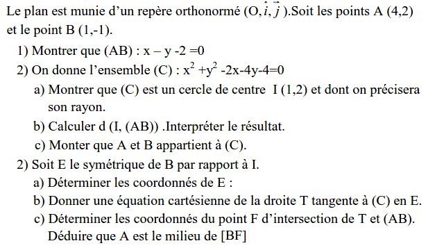 Géométrie analytique: Exercice 41