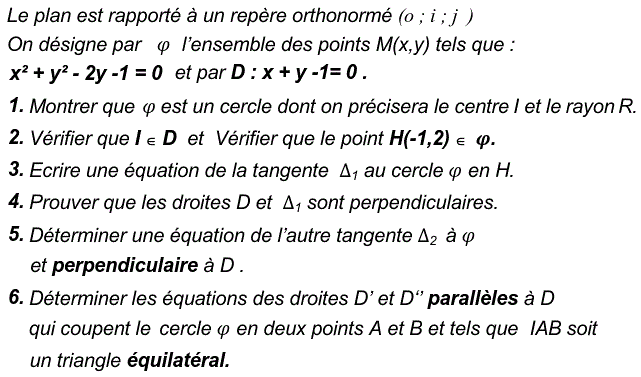 Géométrie analytique: Exercice 45