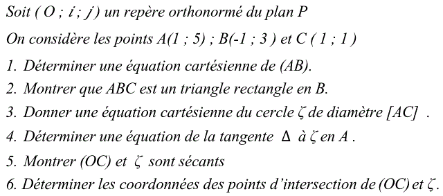 Géométrie analytique: Exercice 47