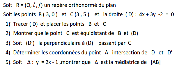 Géométrie analytique: Exercice 11