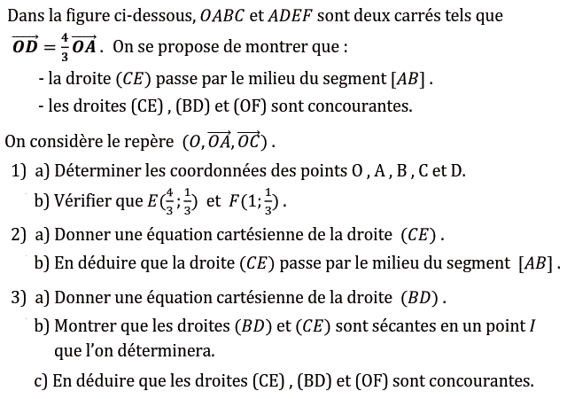 Géométrie analytique: Exercice 72