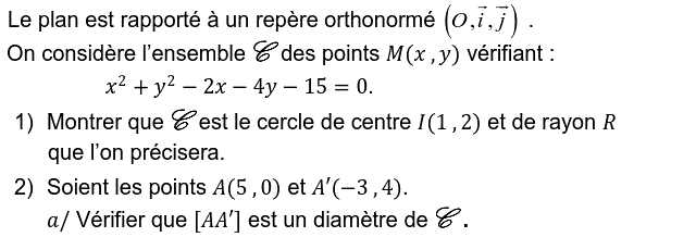 Géométrie analytique: Exercice 73