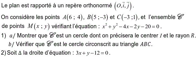 Géométrie analytique: Exercice 36