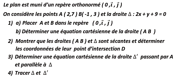 Géométrie analytique: Exercice 35