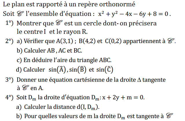 Géométrie analytique: Exercice 45