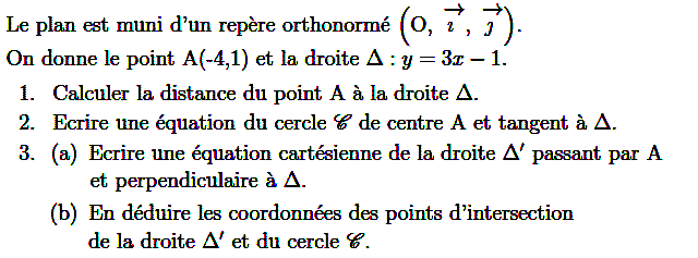 Géométrie analytique: Exercice 27