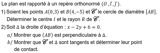 Géométrie analytique: Exercice 42