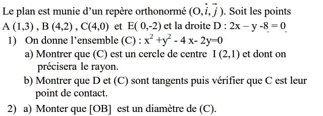 Géométrie analytique: Exercice 72