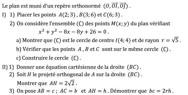 Géométrie analytique: Exercice 32