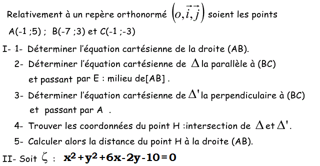 Géométrie analytique: Exercice 76