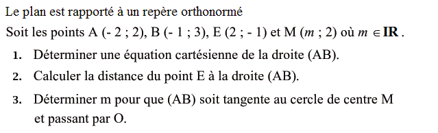 Géométrie analytique: Exercice 30