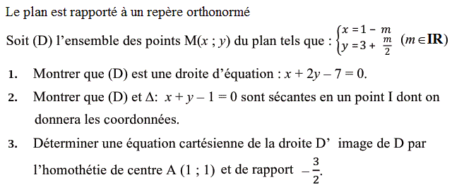 Géométrie analytique: Exercice 25