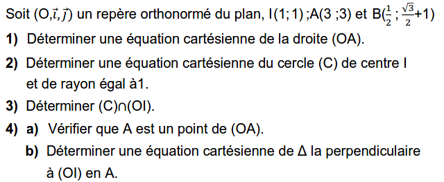 Géométrie analytique: Exercice 74