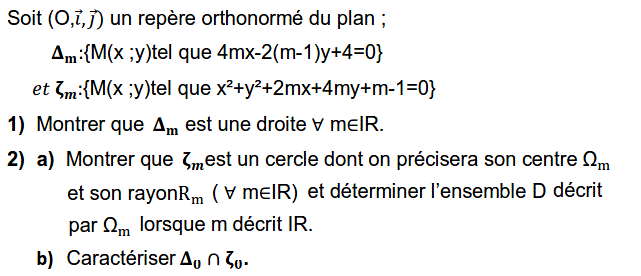 Géométrie analytique: Exercice 14