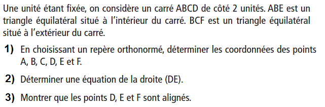 Géométrie analytique: Exercice 7