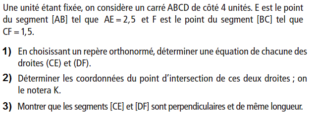 Géométrie analytique: Exercice 18