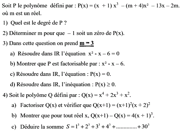 Notion de polynômes: Exercice 49