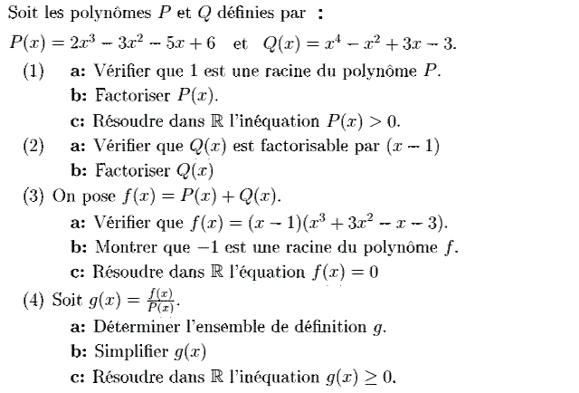 Notion de polynômes: Exercice 52