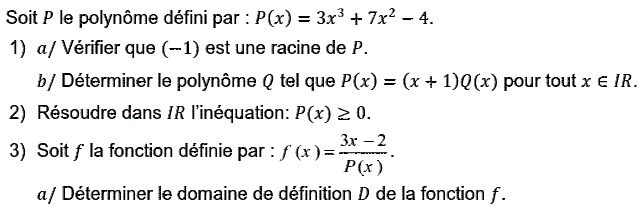 Notion de polynômes: Exercice 54
