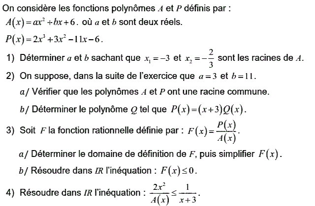 Notion de polynômes: Exercice 54