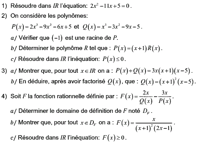 Notion de polynômes: Exercice 56