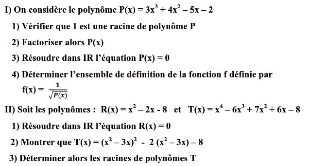 Notion de polynômes: Exercice 57