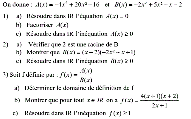 Notion de polynômes: Exercice 51
