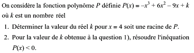 Notion de polynômes: Exercice 8