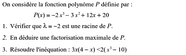Notion de polynômes: Exercice 7
