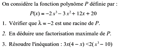 Notion de polynômes: Exercice 14