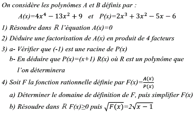 Notion de polynômes: Exercice 20