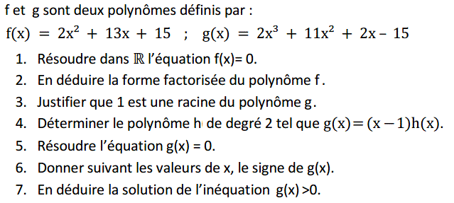 Notion de polynômes: Exercice 25