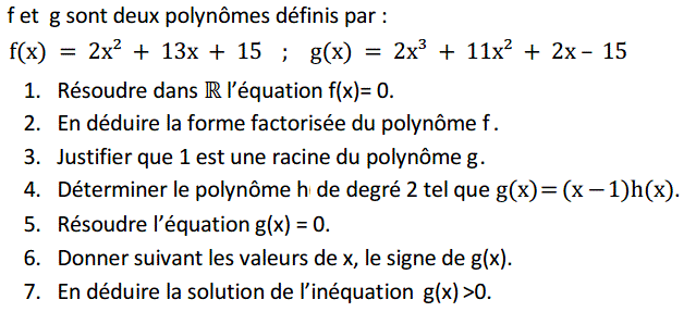 Notion de polynômes: Exercice 15
