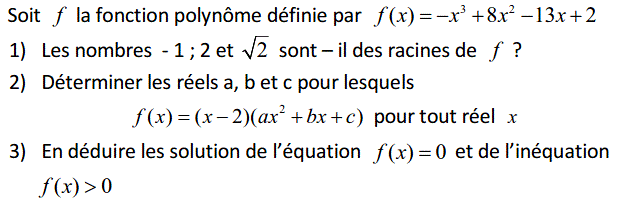 Notion de polynômes: Exercice 14