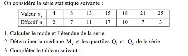 Statistiques: Exercice 13