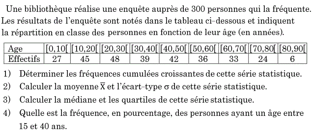 Statistiques: Exercice 14