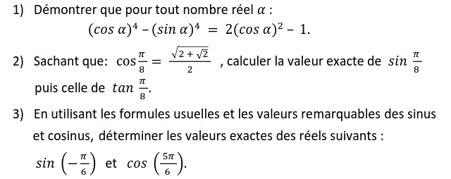 Trigonométrie: Exercice 1