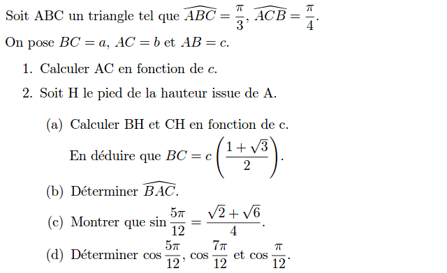 Trigonométrie: Exercice 16