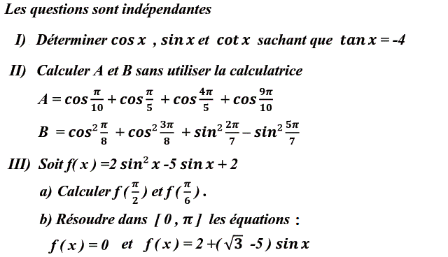 Trigonométrie: Exercice 18