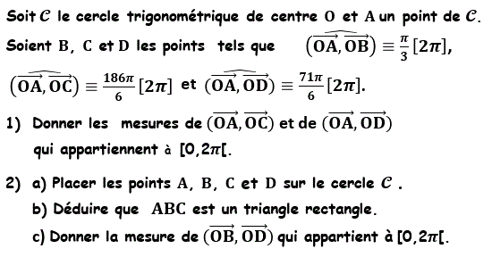 Angles orientés: Exercice 1